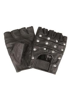 Kožené bezprsté černé Moto Biker rukavice s nýty velikost XL