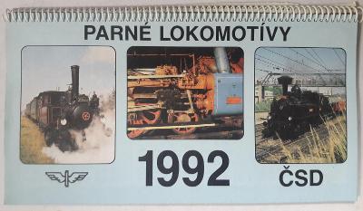 Starý stolní kalendáŘ ČSD - PARNÉ LOKOMOTÍVY 1992