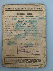 1945*Průkazní lístek osob navrátí se z koncentračního tábora*Dachau