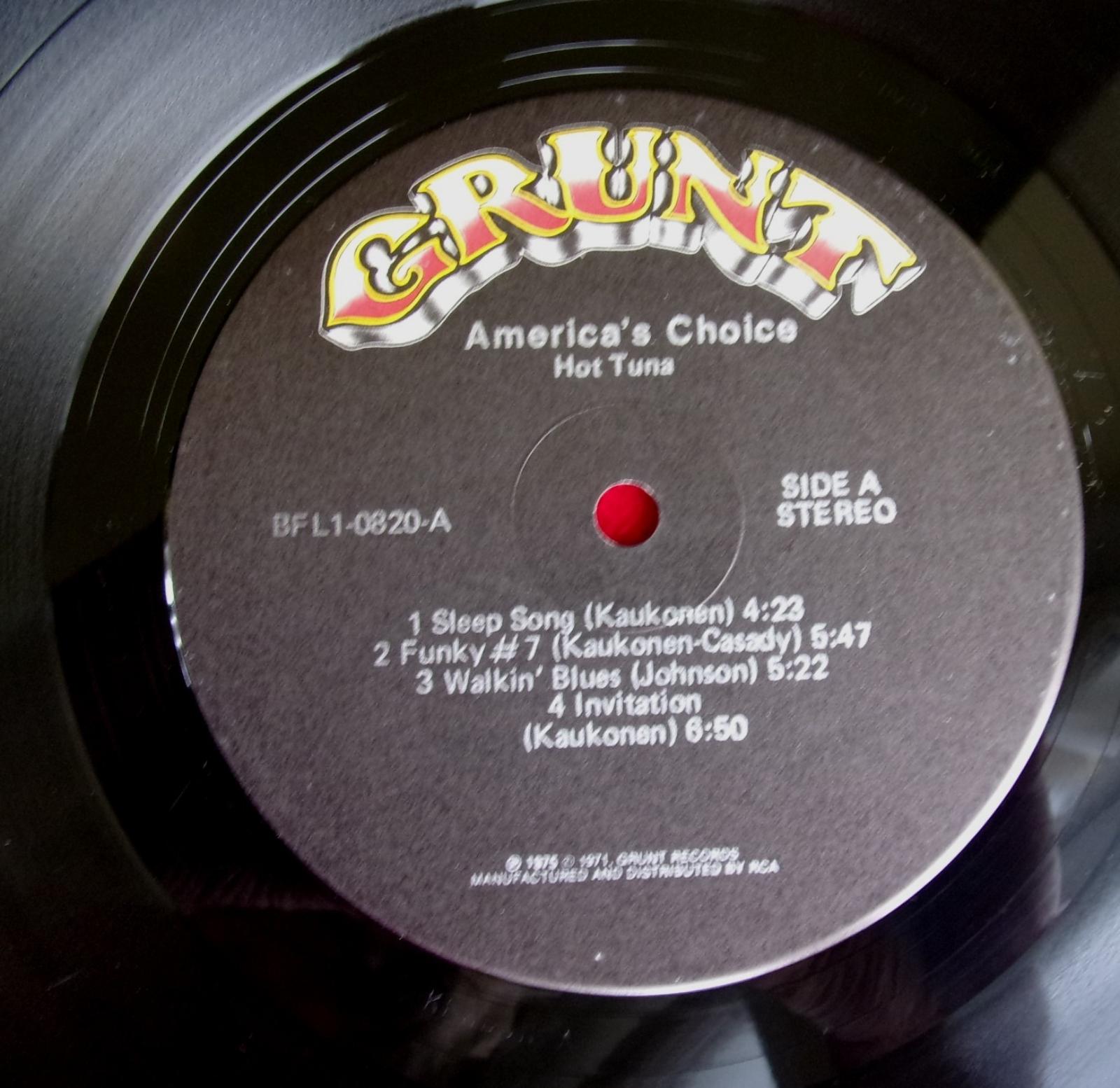☀️ LP: HOT TUNA - AMERICA'S CHOICE, jako nová NM 1press USA, Jefferson - LP / Vinylové desky