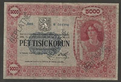 5 000 korun 1919 - faksimile