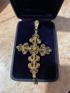 Zlatý Kříž Francouzské princezny Klementýny Orleánské-KRÁLOVSKÝ ŠPERK!