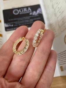 Zlaté Moissanit moissanite diamantové náušnice kruhy diamant 925