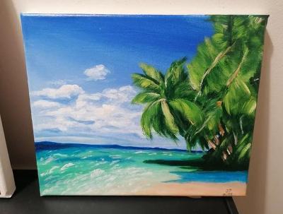 Obraz - Tropický ráj, 25x30cm, akryl, ručně malovaný, originál