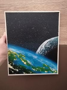 Obraz - Vesmír, 25x30cm, akryl, ručně malovaný, originál