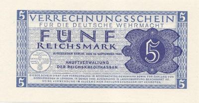 ❗ Wehrmacht 5 Reichsmark 1944, stav UNC ❗