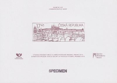 Černotisk Pražský hrad v umění poštovní známky 2010, řádkový SPECIMEN!