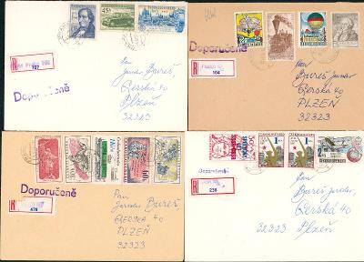 10B5780 R dopis Praha - Plzeň, bohatá frankatura - 4ks