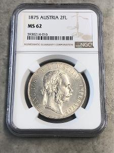 1875 2FL NGC MS 62 čistá mince s RL (bez patiny)!!!