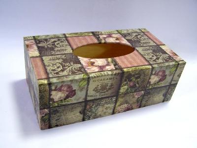 Krabička dřevěná na papírové kapesníky - Vintage