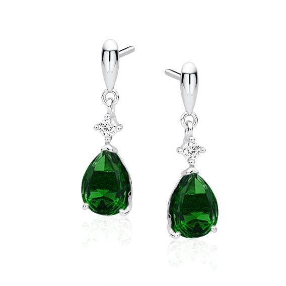 Náušnice striebro 925/1000 Kvapka Cubic zirconia Emerald - Strieborné šperky