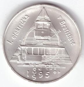 1995 (SR) - Mince 200 Sk, 1. TRAMVAJ v BA, Stříbro Ag (1588)
