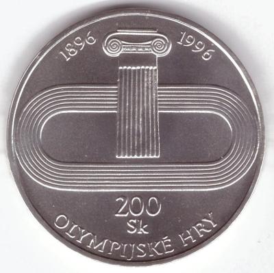 1996 (SR) - Mince 200 Sk, OLYMPIÁDA, Stříbro Ag (1589)