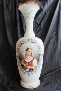Starožitná váza HARRACHOV Ručně malovaná - 46 cm. Kolem 1850