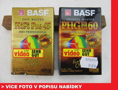 BASF PHG 45/60 min HiFi VHS-C - NOVÁ KAZETA ve folii - 2 ks JAPAN