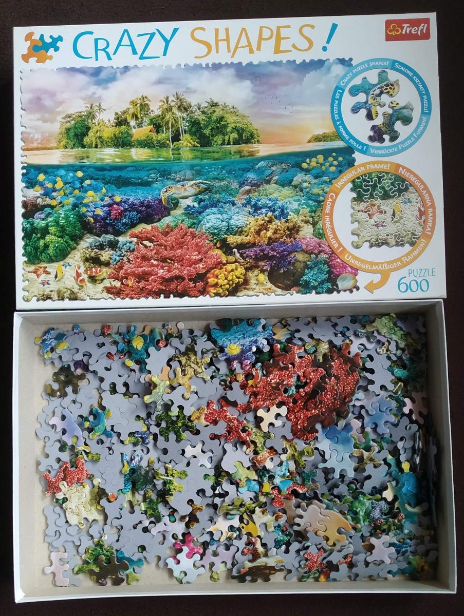 puzzle Trefl, 600 dielikov s neobvyklými tvarmi, tropický ostrov, 68x48 cm - undefined