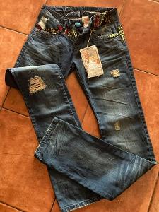 Orig. nové džíny DESIGUAL - dámské, vel. 34, pas 70cm