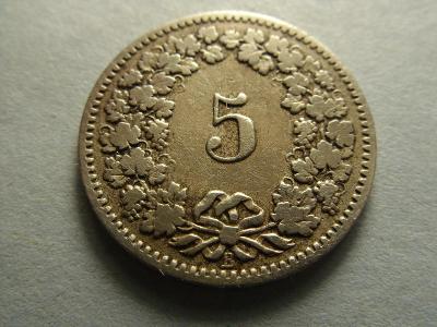 Švýcarsko, 5 Rappen z roku 1882 B