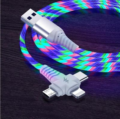 : SVÍTÍCÍ Nabíjecí kabel 3v1 /USB/USB-C/LIGHTENING/ NOVÝ / OD 1 .-