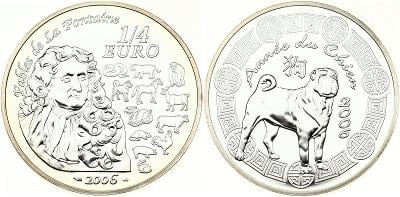 ✅Francie ¼ euro 2006 Čínský zvěrokruh - Rok Psa - EU - Ag stříbro
