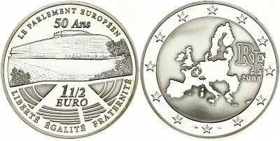 ✅Francie 1 1/2 euro 2008 50. výročí - Evropský Parlament - Ag