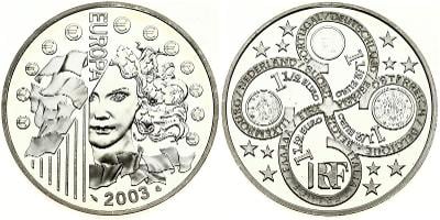 ✅Francie 1½ euro 2003 1st Anniversary - Introduction of the Euro - Ag