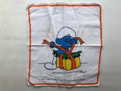 Retro! Starý dětský použitý látkový kapesník - ŠMOULOVÉ - rok 1989
