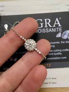 Moissanit moissanite stříbrný diamantový náramek diamant 925
