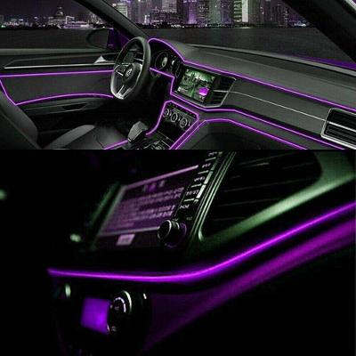 LED světelný kabel pásek do auta  dekorace fialová 3M