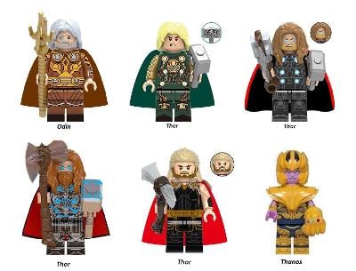 6 x figurka Thor, Odin, Thanos