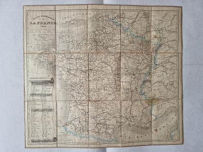 Starožitná mapa Francie 1840 Charles V Monin silniční a poštovní spoje
