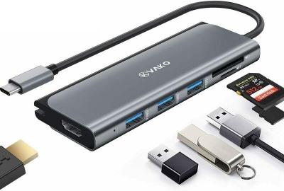 VAKO USB -C Hub 6 v 1 USB, HDMI 4K, čtečka karet
