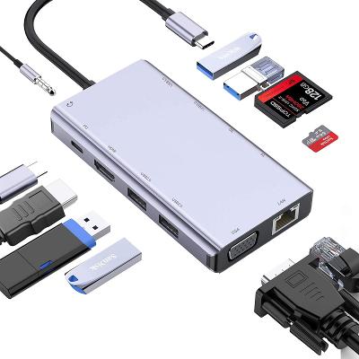ABLEWE 11 in 1 USB-C Hub/Dokovací stanice/USB/LAN/Card/audio, PD 