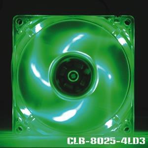 Ventilátor Evercool 4LD3, 80mm, zelené LED
