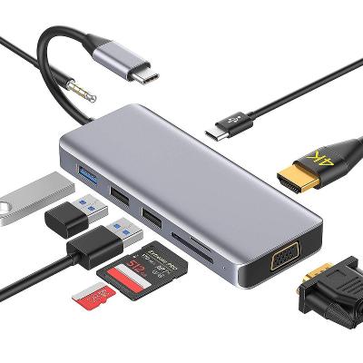 USB-C HUB 9 in 1 , HDMI 4K, ,USB-C, čtečka karet,Audio, PD 100W
