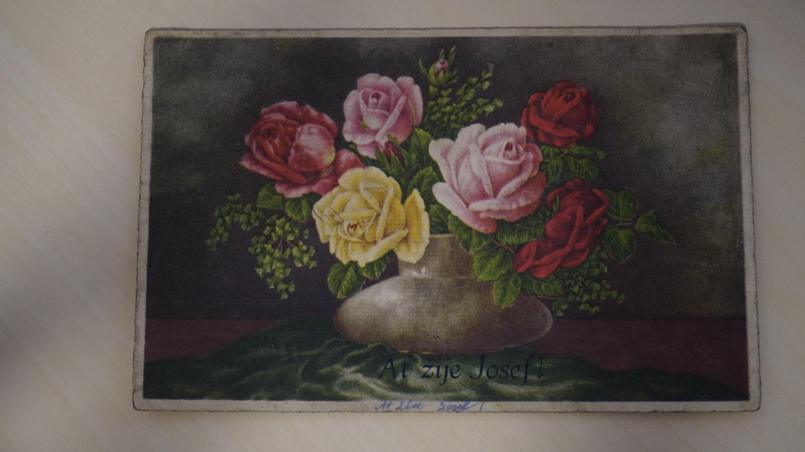 Kvety v kvetináči, Nech žije Jozef, malý formát - Pohľadnice miestopis