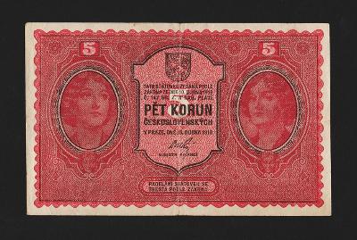 ČESKOSLOVENSKO - 5 koruna,1919 - serie 0015 - stav 2