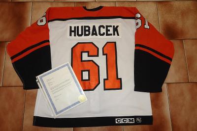 ✅️hraný hokej GAME WORN dres NHL 2000-01 PETR HUBÁČEK Flyers LOA *BRNO