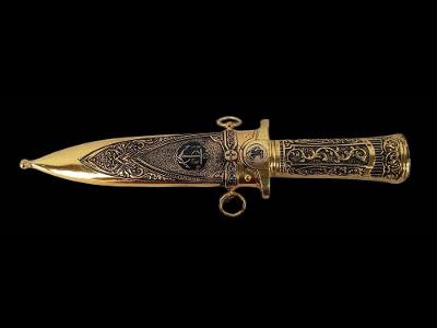 Starý kovový dekorativní sběratelský meč křižák - nůž - dýka s kotvou