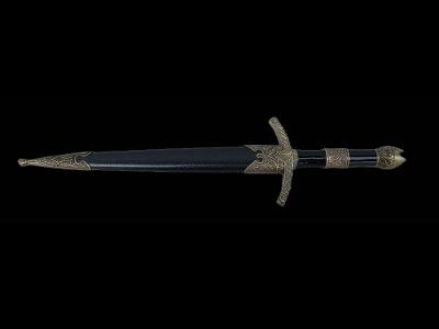 Starý kovový dekorativní sběratelský meč křižák - nožík