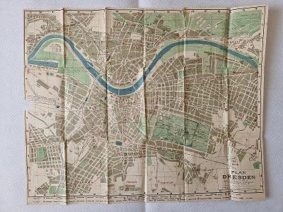 Stará mapa plán město Dresden Drážďany Německo 20-30léta