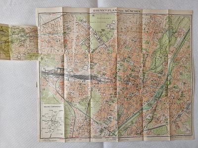 Stará mapa plán město München Mnichov Německo 20-30léta