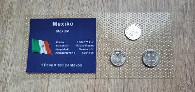 ✅sběratelská karta - 3 zatavené mince Mexiko - Severní Amerika