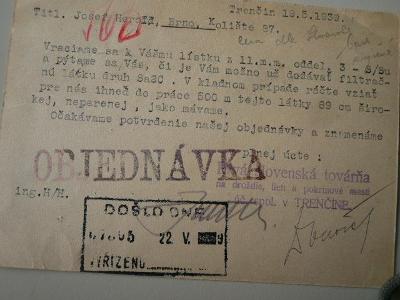 Korespondenční lístek, 19.5.1939, Trenčín - Brno