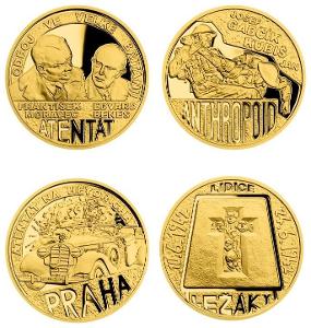4 x Zlatá mince Operace Anthropoid - 2 edice vyprodány !