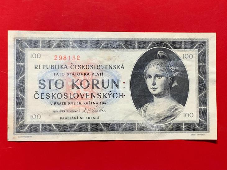 1000 KČS 1945 PER 3 MALE DIRY SER B30. - Bankovky