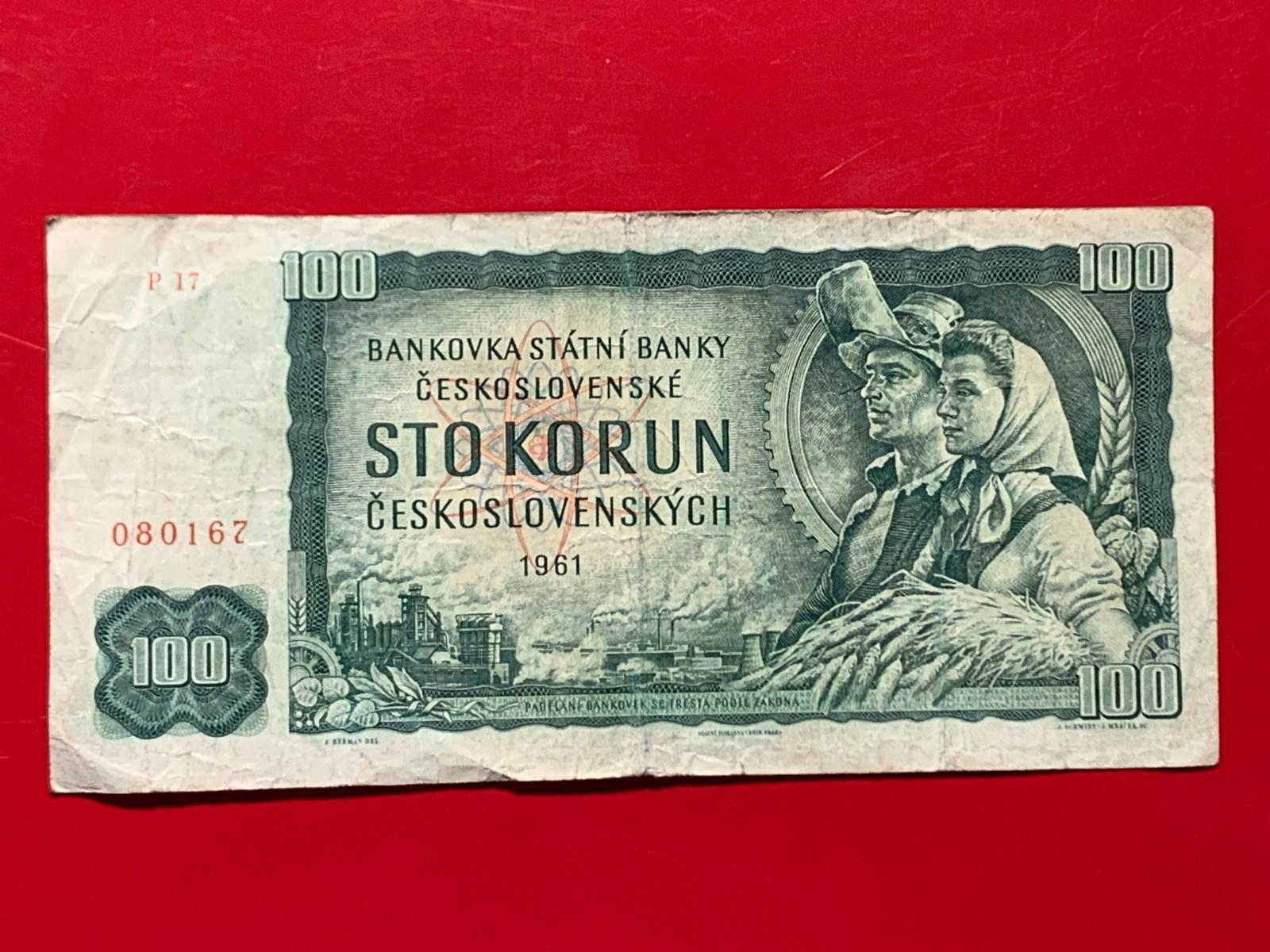 100 KČS 1961 NEPERFEROVANA SER P 17. - Bankovky