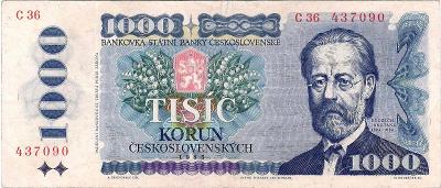 Československo, 1000 korun, 1985, Pick 98a, VF, ser. C 36