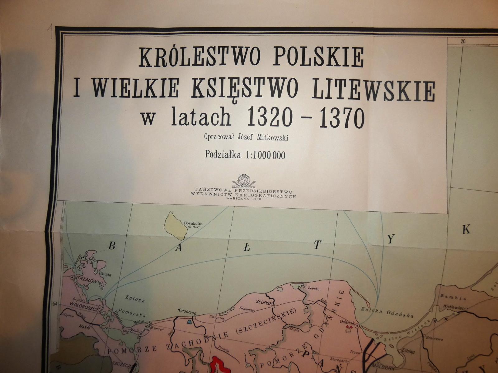 Mapa - Polské království a Litevské vévodství v letech 1320 - 1370 - Mapy a veduty Evropa
