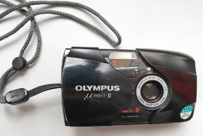 fotoaparát na kinofilm Olympus Mju II, funkční, použitý, zkoušen